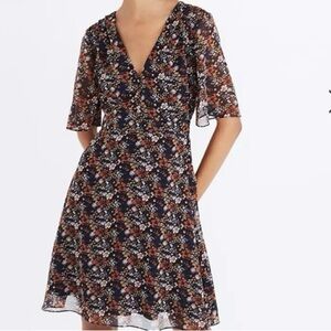 Madewell Autumnal Orange & Navy Mini Dress